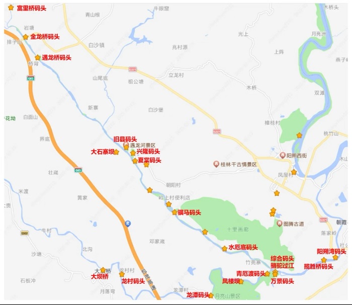 阳朔遇龙河竹筏漂流路线